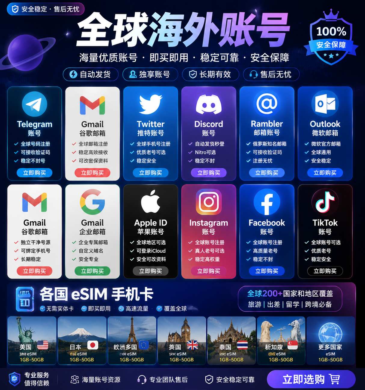 全球海外账号